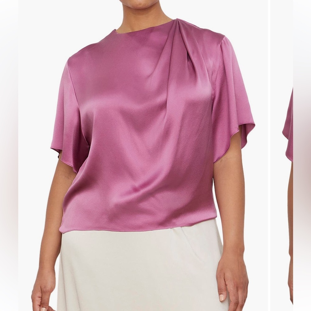 NWT Vince drape neck flutter sleeve silk top